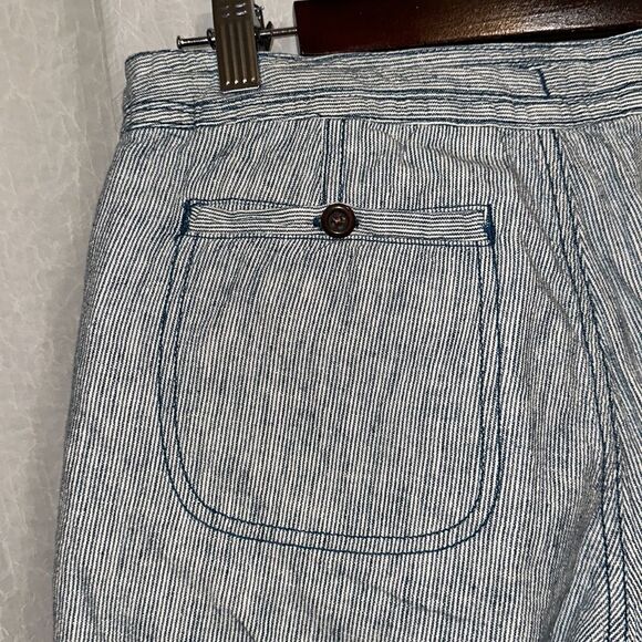 The North Face 4 Blue Larisen Stripe Button Outdoor Four Pocket Linen Shorts - Picture 8 of 12